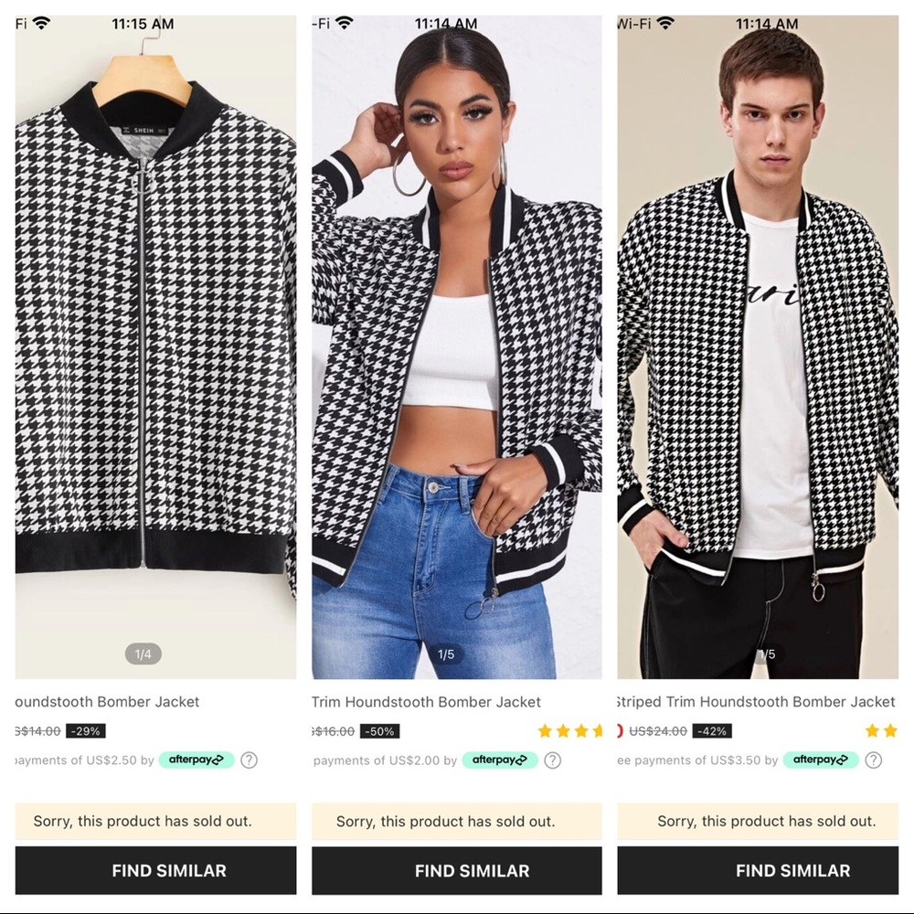 ISO. SHEIN houndstooth bomber/varsity jacket
